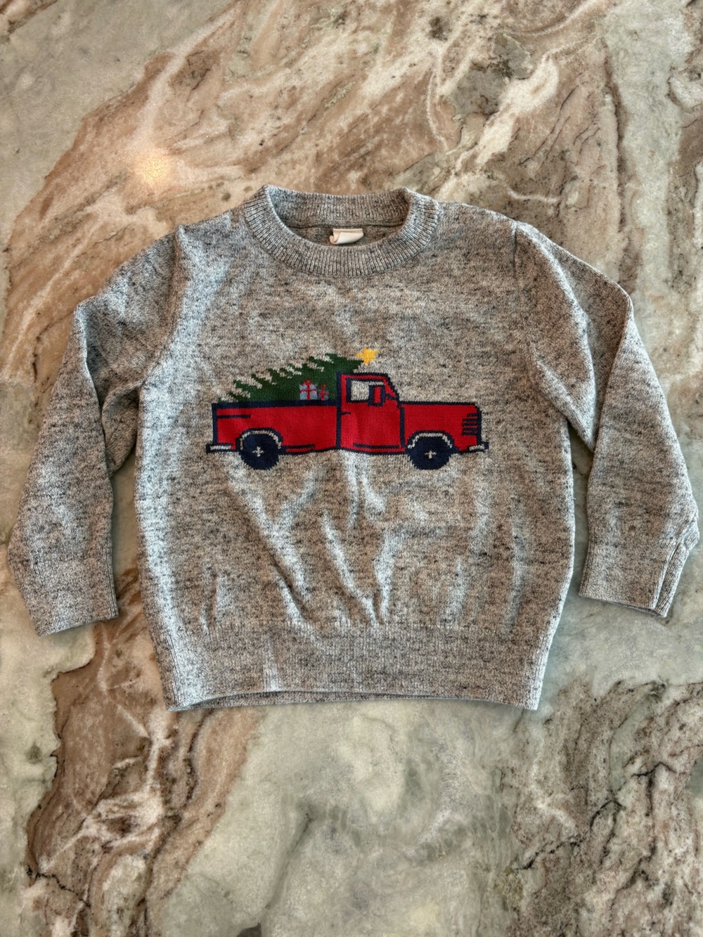Gap Kids Holiday Christmas Truck Sweater Gray 2 Toddler Crewneck